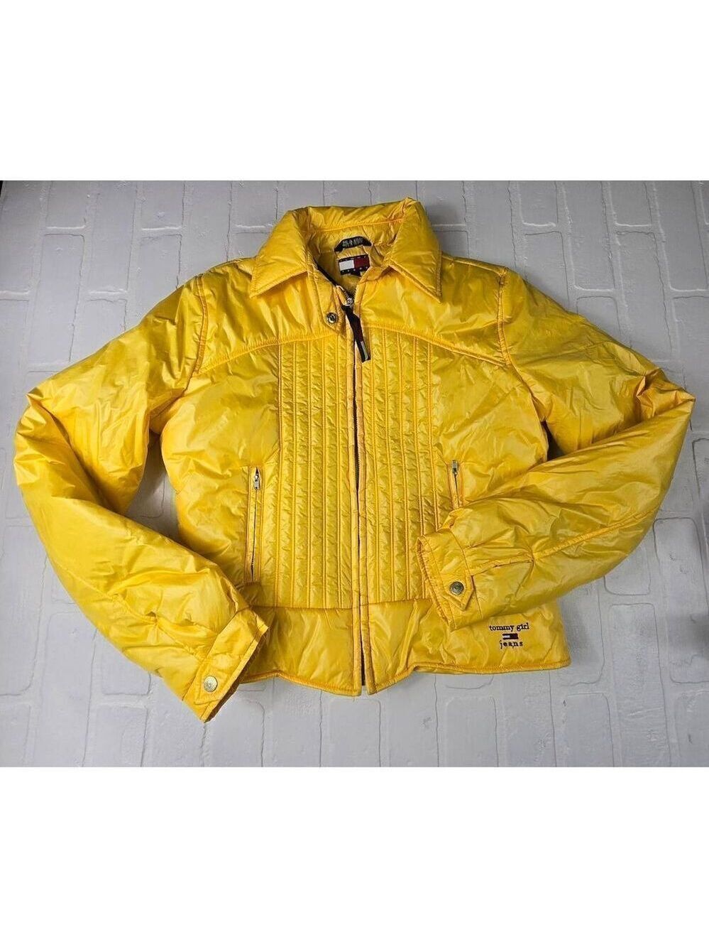 Tommy Hilfiger  Girl Yellow Vintage Puffer Jacket  Large Jrs.